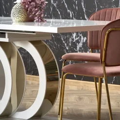 Tavolo allungabile moderno 160/200cm bianco oro Malvasia