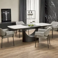 Tavolo allungabile moderno 160/220cm marmo bianco nero Isaia