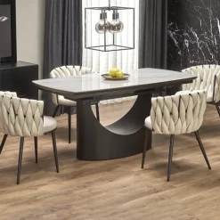 Tavolo allungabile moderno 160/220cm marmo bianco nero Isaia