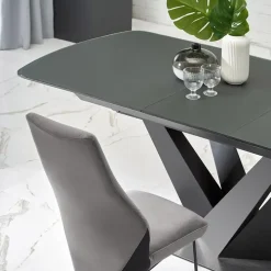 Tavolo allungabile moderno 160/200cm grigio scuro nero Blasco
