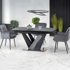 Tavolo allungabile moderno 160/200cm grigio scuro nero Blasco