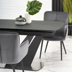 Tavolo allungabile moderno 160/200cm grigio scuro nero Blasco