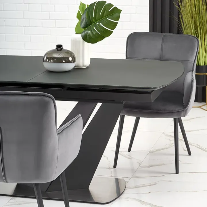 Tavolo allungabile moderno 160/200cm grigio scuro nero Blasco