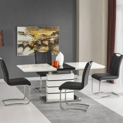 Tavolo allungabile moderno 140/180cm bianco nero acciaio Sequoia