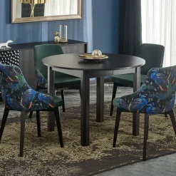 Tavolo allungabile rotondo 102/142cm moderno nero Caienna