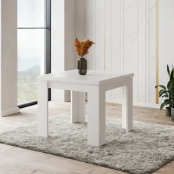 Tavolo allungabile 90x90cm moderno a libro bianco frassinato Calla