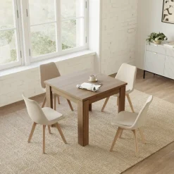 Tavolo allungabile 90x90cm moderno a libro noce Calla