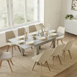 Tavolo allungabile 90x90cm moderno a libro grigio Calla