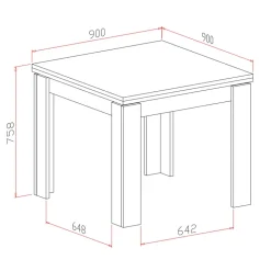 Tavolo allungabile 90x90cm moderno a libro grigio Calla