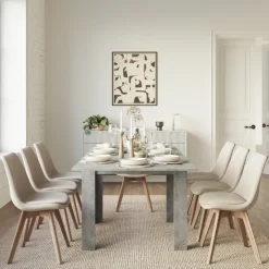Tavolo allungabile 90x90cm moderno a libro grigio Calla