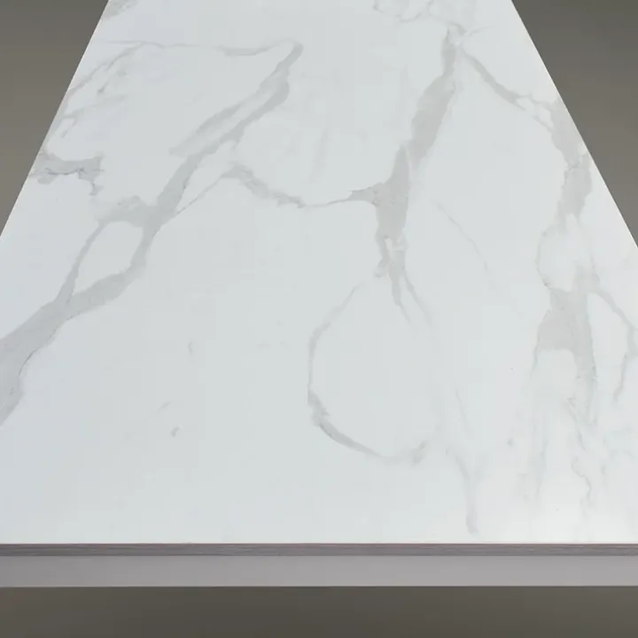 Tavolo 140/200 cm allungabile bianco effetto marmo metallo Velvet