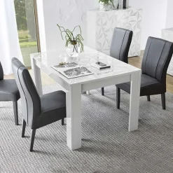 Tavolo 137/185cm allungabile bianco lucido con serigrafia Marvis