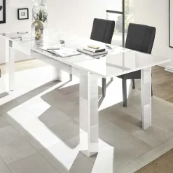 Tavolo 137/185cm allungabile bianco lucido con serigrafia Marvis