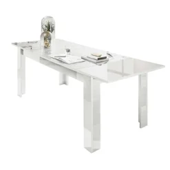 Tavolo 137/185cm allungabile bianco lucido con serigrafia Marvis
