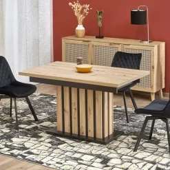 Tavolo 130/180cm allungabile da pranzo rovere chiaro nero Harbin