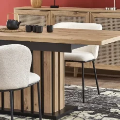 Tavolo 130/180cm allungabile da pranzo rovere chiaro nero Harbin