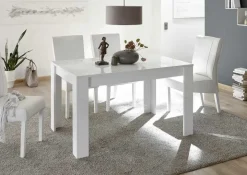Tavolo 137/185cm allungabile da pranzo bianco laccato lucido Paradise