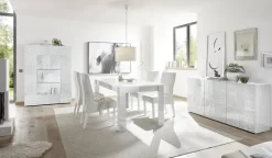Tavolo 137/185cm allungabile da pranzo bianco laccato lucido Paradise