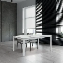 Tavolo 120/170 cm allungabile effetto marmo bianco metallo bianco Larkin