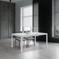 Tavolo 140/200 cm allungabile effetto marmo bianco metallo bianco Larkin