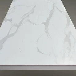 Tavolo 140/200 cm allungabile effetto marmo bianco metallo bianco Larkin