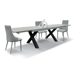 Tavolo 160/250cm allungabile grigio cemento gambe in antracite Hildago