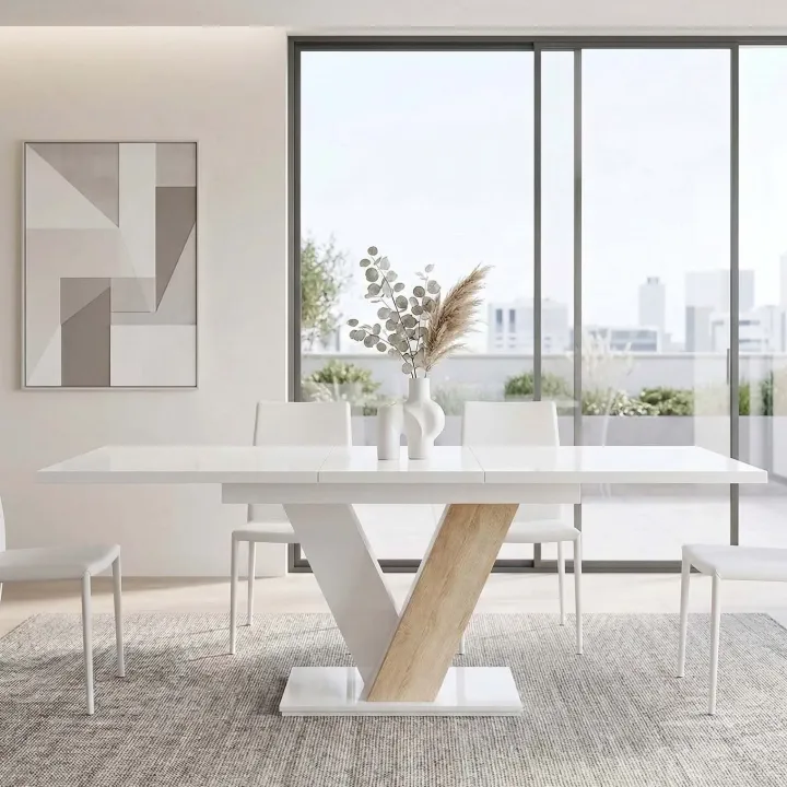 Tavolo 120/160cm allungabile moderno bianco rovere Coroline
