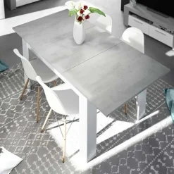 Tavolo 140/190cm allungabile moderno bianco opaco cemento Zander