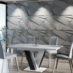 Tavolo 120/160cm allungabile moderno bianco nero Coroline