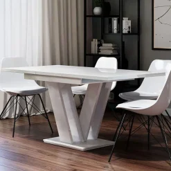 Tavolo 120/160cm allungabile moderno bianco lucido Coroline