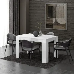 Tavolo 120/160cm allungabile moderno legno bianco lucido Atena