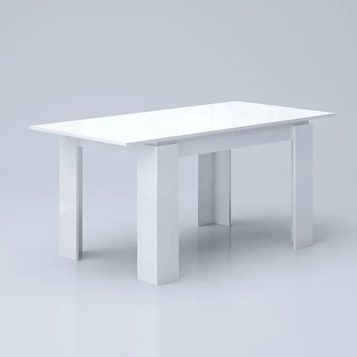 Tavolo 120/160cm allungabile moderno legno bianco lucido Atena