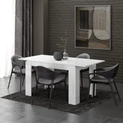 Tavolo 120/160cm allungabile moderno legno bianco lucido Atena