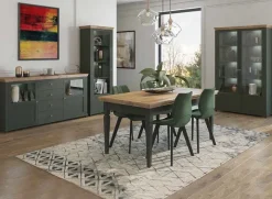 Tavolo 160/200/240cm allungabile moderno verde scuro quercia Texel