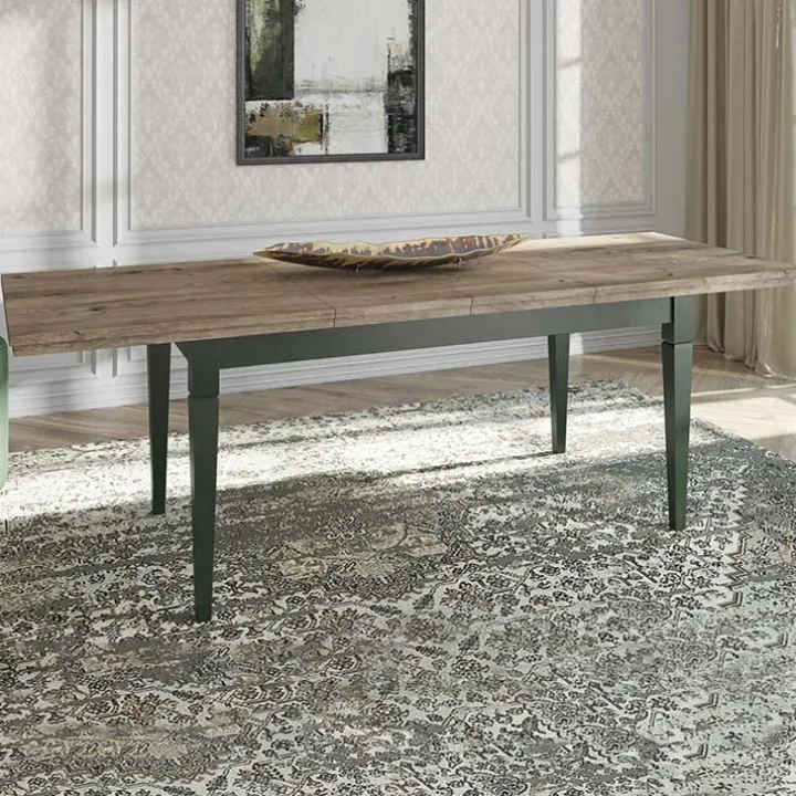 Tavolo 160/200/240cm allungabile moderno verde scuro quercia Texel