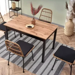 Tavolo 124/168cm allungabile moderno rovere wotan nero Sabo