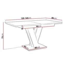 Tavolo 120/160cm allungabile moderno bianco cemento Coroline