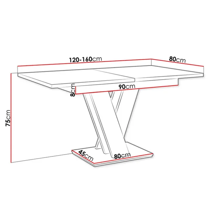Tavolo 120/160cm allungabile moderno bianco cemento Coroline