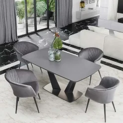 Tavolo 160/220cm allungabile moderno grigio scuro nero Sienna