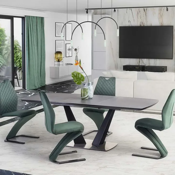 Tavolo 160/220cm allungabile moderno grigio scuro nero Sienna
