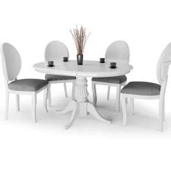 Tavolo 90/124cm allungabile rotondo moderno bianco Circle