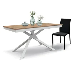 Tavolo 120/170 cm allungabile rovere rustico metallo bianco Velvet