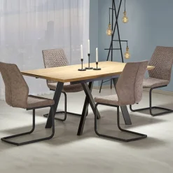 Tavolo 160/200cm allungabile rovere acciaio nero Papavero Gihome®
