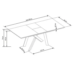 Tavolo 160/200cm allungabile rovere acciaio nero Papavero Gihome®
