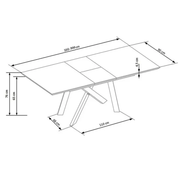Tavolo 160/200cm allungabile rovere acciaio nero Papavero Gihome®
