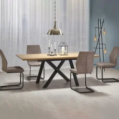 Tavolo 160/200cm allungabile rovere acciaio nero Papavero Gihome®