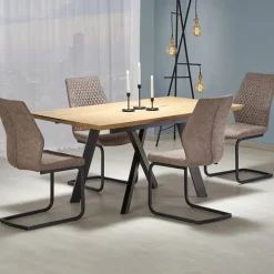 Tavolo 160/200cm allungabile rovere acciaio nero Papavero Gihome®