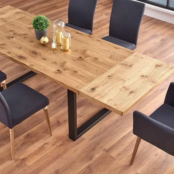 Tavolo 160/250cm allungabile rovere nodato acciaio nero Cardiff