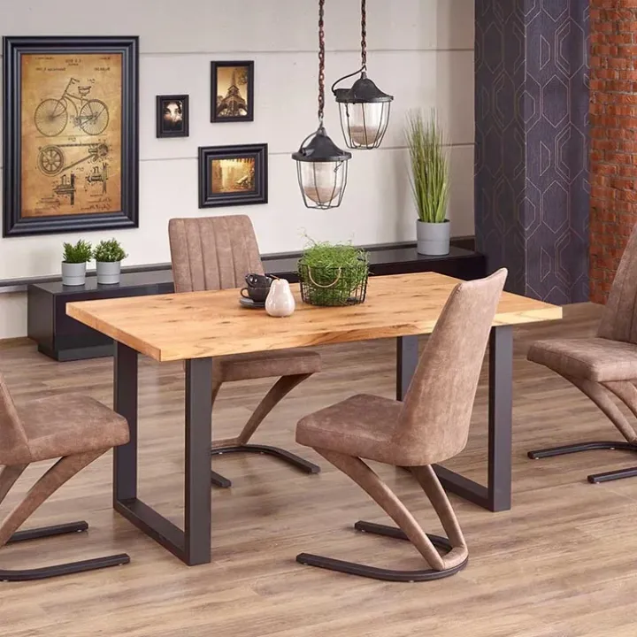 Tavolo 160/250cm allungabile rovere nodato acciaio nero Cardiff