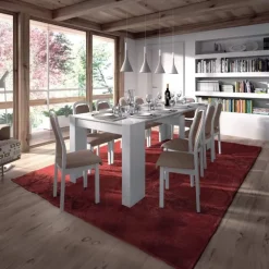 Tavolo 51/237cm consolle allungabile moderno bianco lucido Demetra